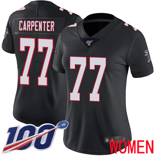 Atlanta Falcons Limited Black Women James Carpenter Alternate Jersey NFL Football #77 100th Season Vapor Untouchable